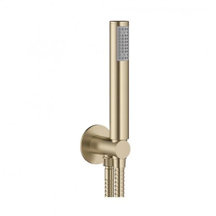 Designer Wall Outlet With Handset And Hose Brushed Brass