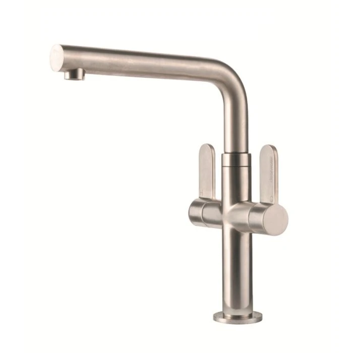 Pulsar Twin Lever Monobloc Mixer With Swivel Spout Brushed Nickel