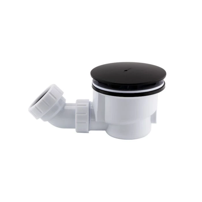 90mm Black Fastflow Shower Waste with Angled Connector