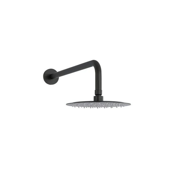 200mm Round Head & 400mm Wall Arm Matt Black