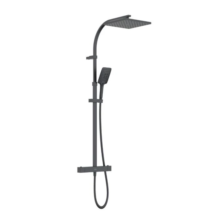 Qubo Thermostatic Bar Shower with Rigid Riser Kit Matt Black