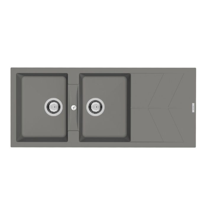 RIO Two Bowl Sink with Drainer Concrete