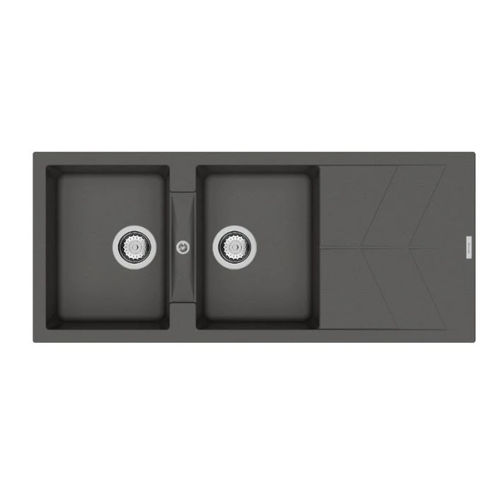 RIO Two Bowl Sink with Drainer Basalt