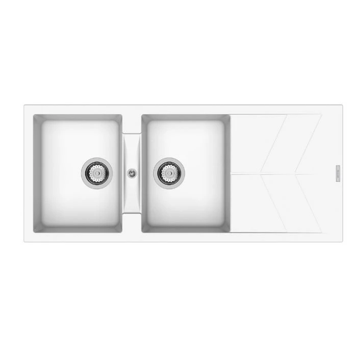 RIO Two Bowl Sink with Drainer Polar