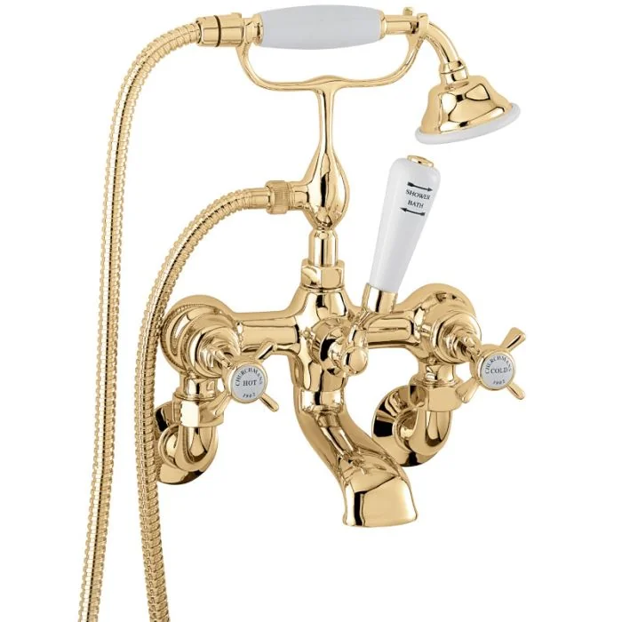 CHURCHMAN WALL MOUNTED BATH SHOWER & KIT GOLD
