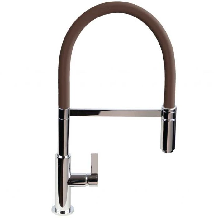 Spirale Sink Mixer Brushed Steel - Chocolate Flexible Spout