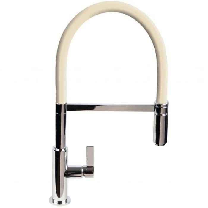 Spirale Sink Mixer Brushed Steel - Latte Flexible Spout