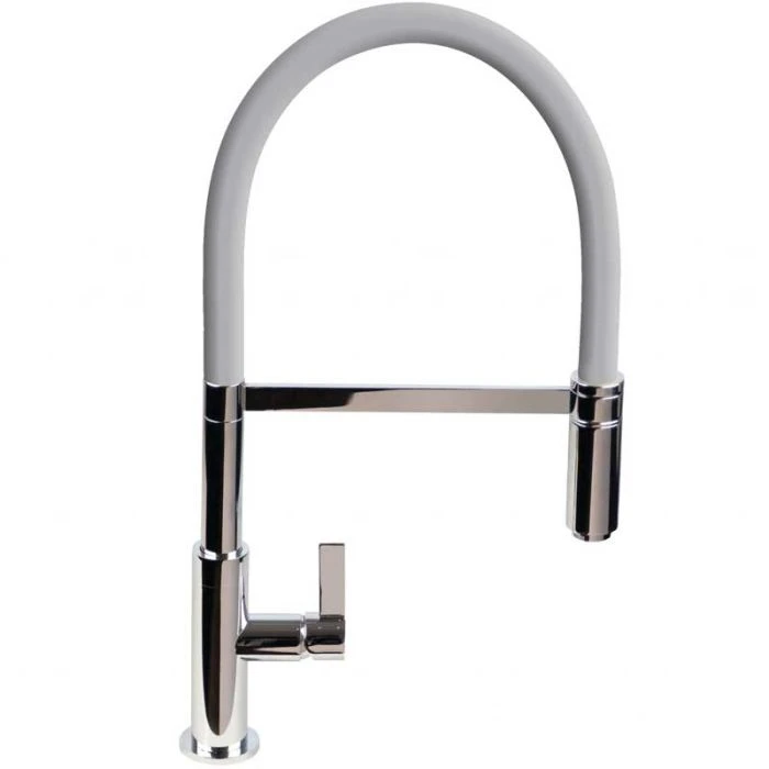 Spirale Sink Mixer Brushed Steel - Light Grey Flexible Spout