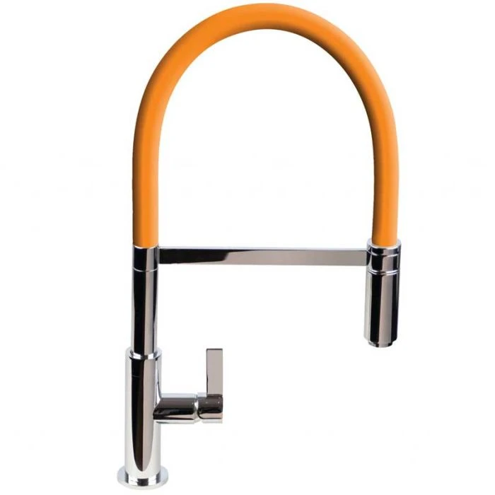Spirale Sink Mixer Brushed Steel - Orange Flexible Spout