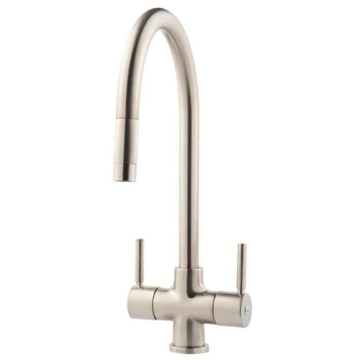 Emporia Kitchen Mixer Tap With Pull Out Aerator Brushed Steel