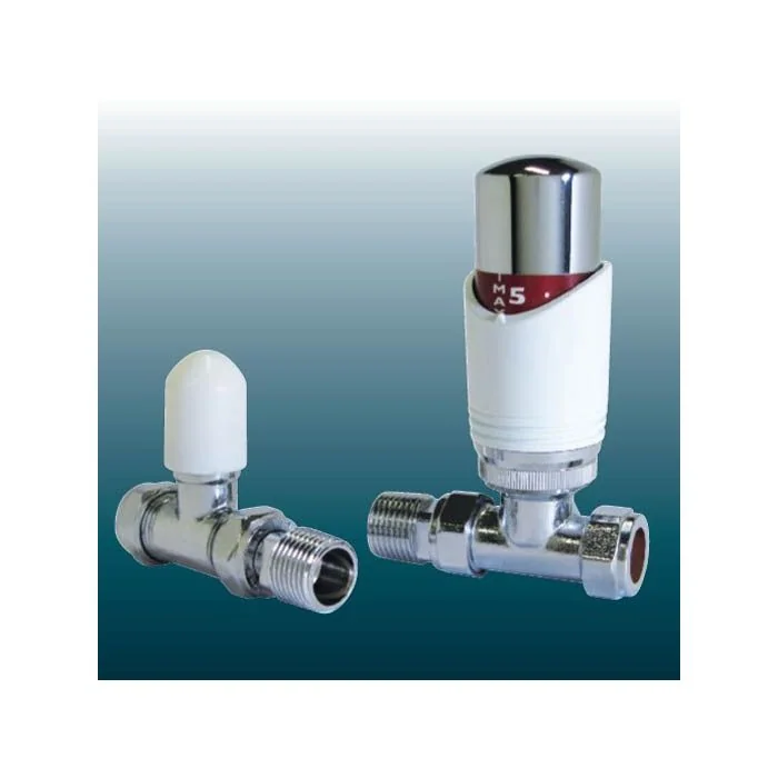 Straight Thermostatic Rad Valves Set White