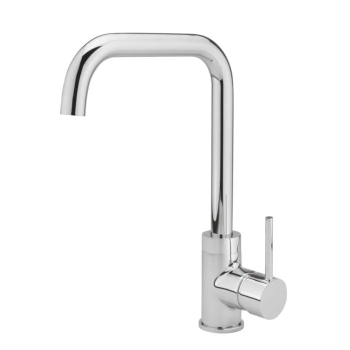 Side Lever L Spout Kitchen Sink Mixer Chrome