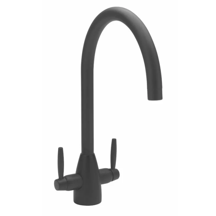 Twin Lever Handle Monobloc Kitchen Sink Mixer Black