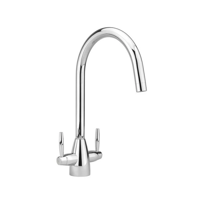 Twin Lever Handle Monobloc Kitchen Sink Mixer Chrome