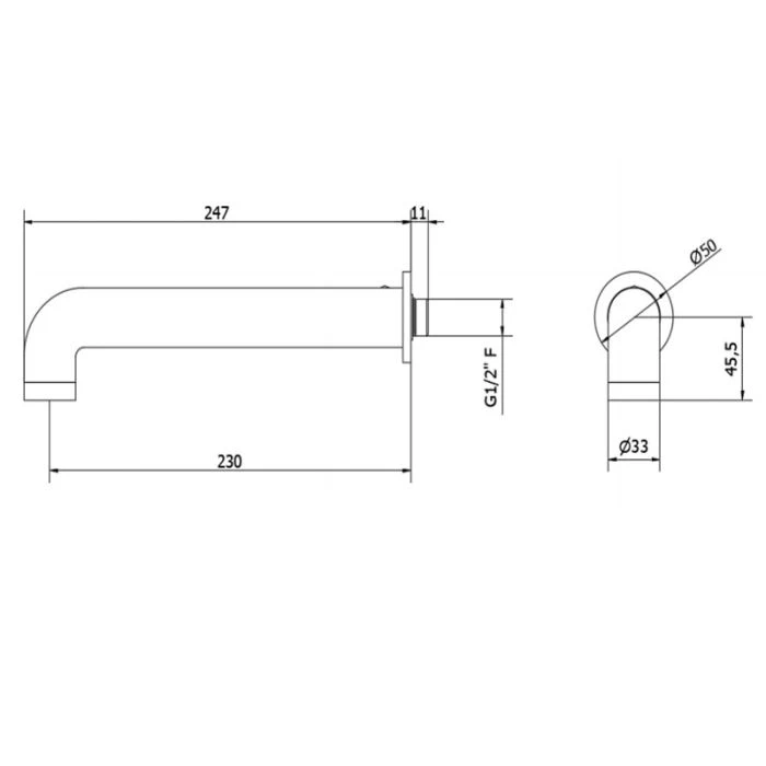 Union Bath Spout Brushed Black Chrome Finish