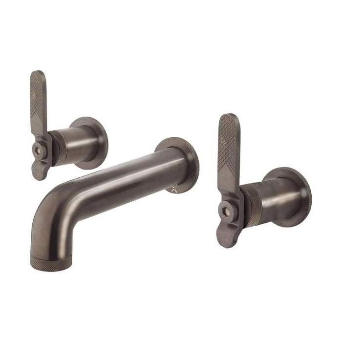 Crosswater Union Three Hole Wall Mounted Basin Set Levers Brushed Black Chrome