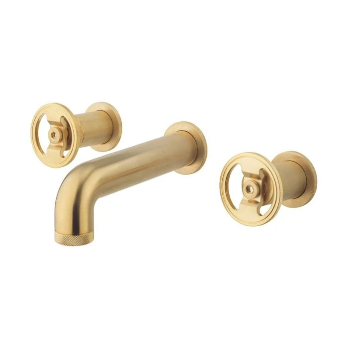 Crosswater Union Three Hole Wall Mounted Basin Set Brushed Brass