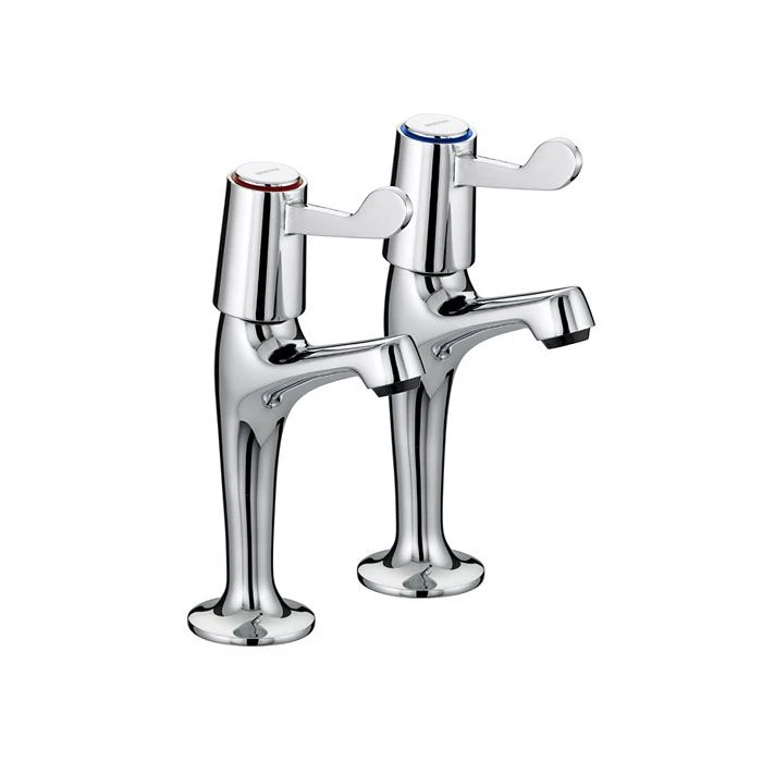 Value Lever High Neck Pillar Taps 6 Inch Levers